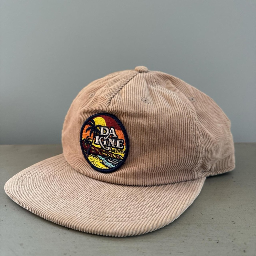 Dakine tan corduroy snapback hat with embroidered patch